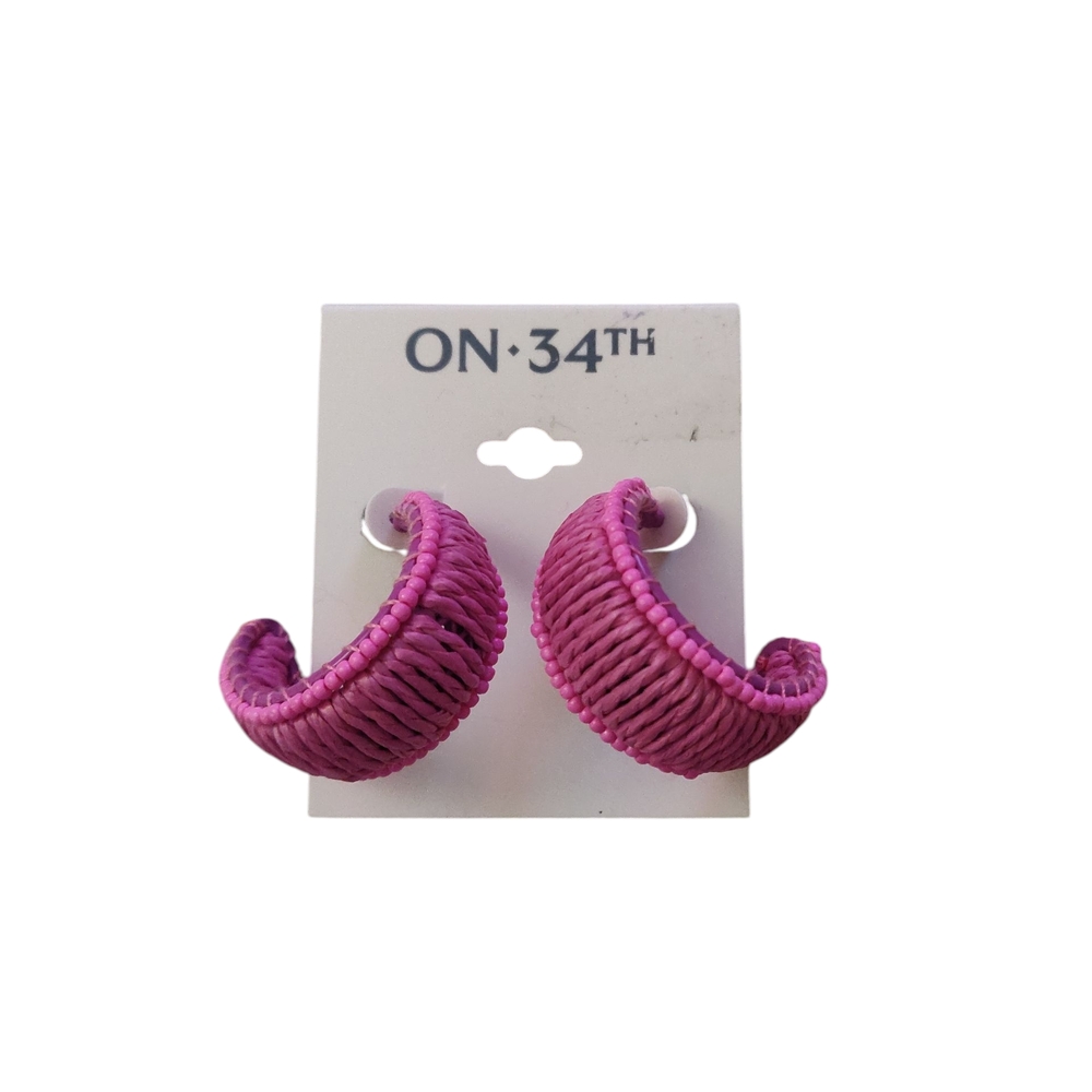 NWT Macy's ON 34TH Pink Woven Hoop Earrings